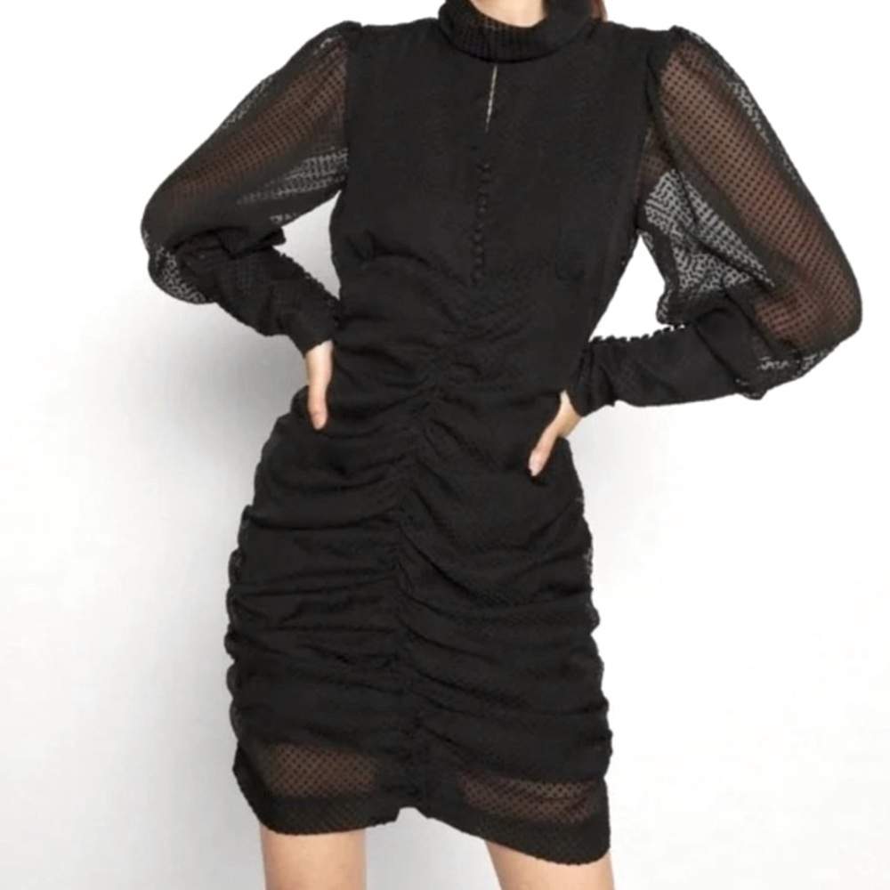 NWT HOUSE OF HARLOW 1960 High Neck Ruched Dress